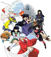 The primary cast of InuYasha. Included in this image is Muso (top right corner).